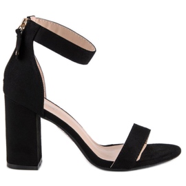 Sandálias de camurça com zíper preto