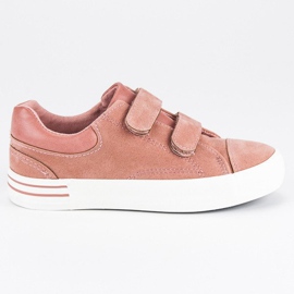 Sapatilhas de camurça com velcro rosa