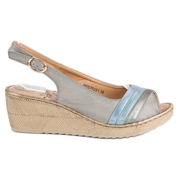 Sandálias de cunha confortáveis cinza