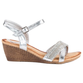 Fama sandálias com enfeites cinza