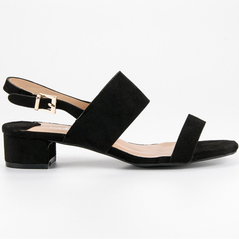 Fama Sandálias de salto baixo preto