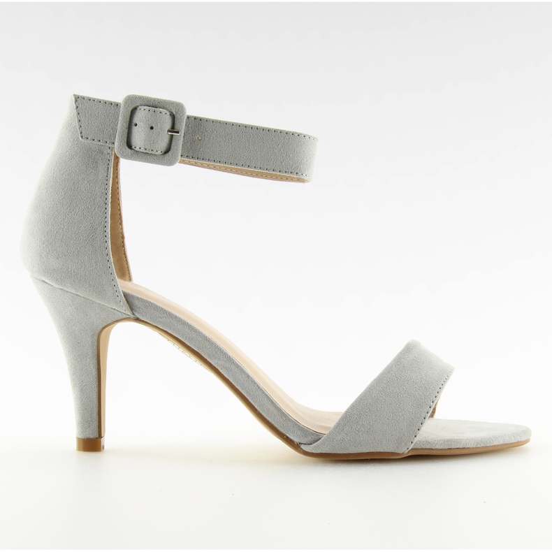 Sandálias de salto baixo cinza BL0763