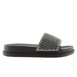 Chinelos pretos com zircônias cúbicas 966 Preto Chinelos pretos com zircônias cúbicas 966 Preto