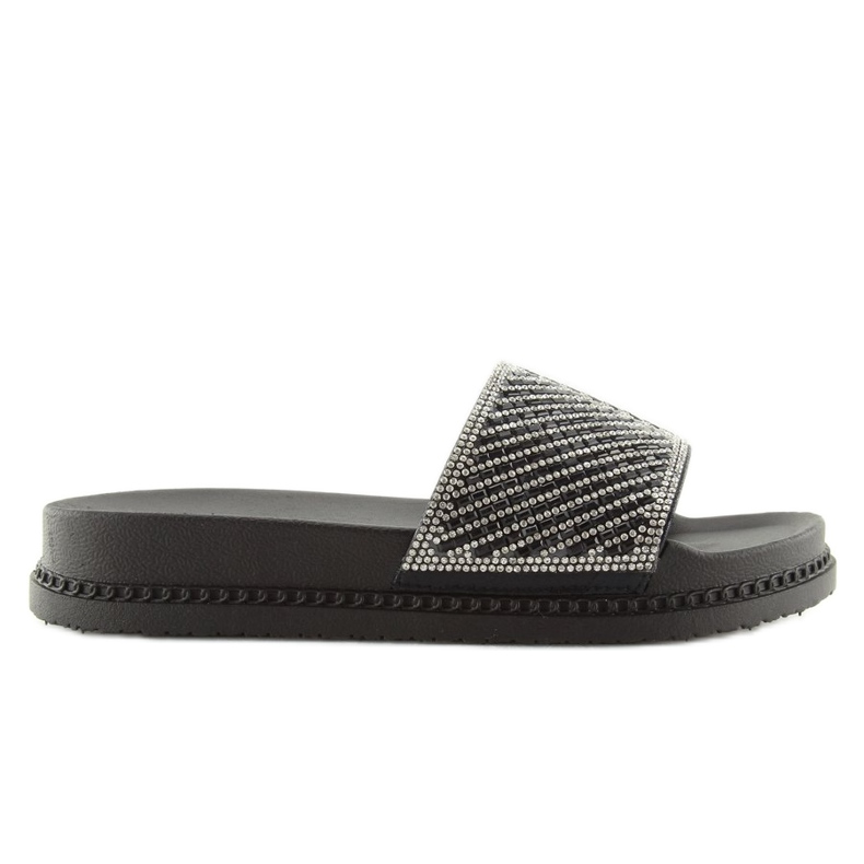 Chinelos pretos com zircônias cúbicas 966 Preto Chinelos pretos com zircônias cúbicas 966 Preto