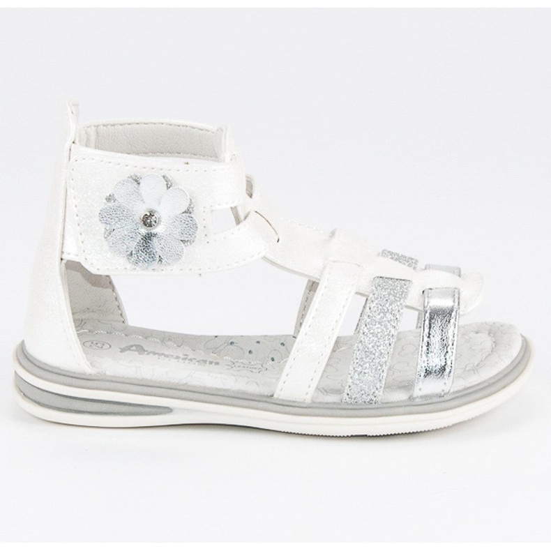 American Club Sandálias com uma flor americana branco