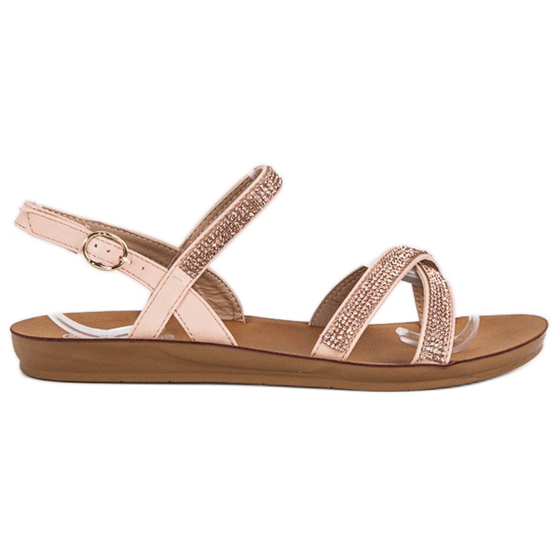 American Club Sandálias com enfeites americanos rosa