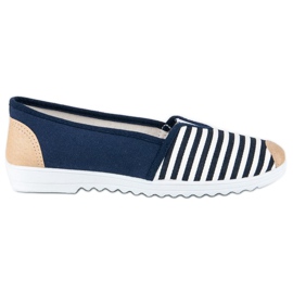 Sapatilhas listradas azuis branco marrom azul-marinho