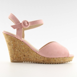 Sandálias cor-de-rosa com salto em cunha de cortiça 3811 Sandálias cor-de-rosa com salto em cunha de cortiça 3811