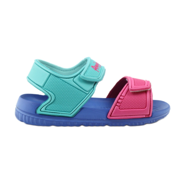 Sandálias para crianças azuis American Club para água 6631 azul verde rosa