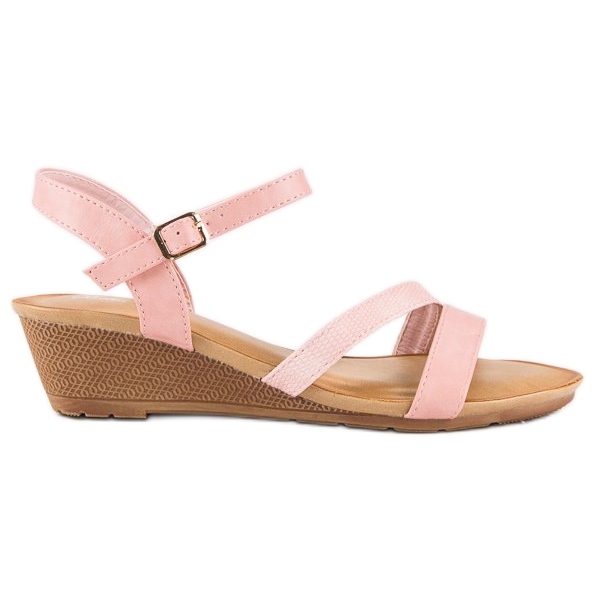 Bello Star Sandálias de cunha confortáveis rosa