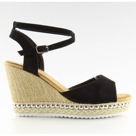 Sandálias pretas na cunha LJ-5K41 pretas preto