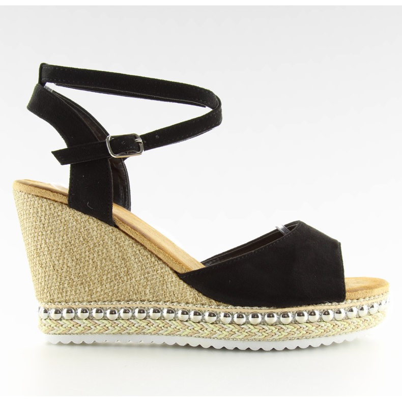 Sandálias pretas na cunha LJ-5K41 pretas preto