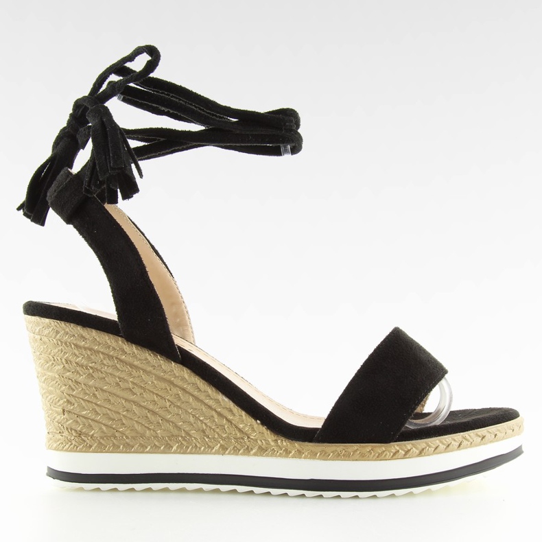 Sandálias pretas em cunha preta JH630 preta preto