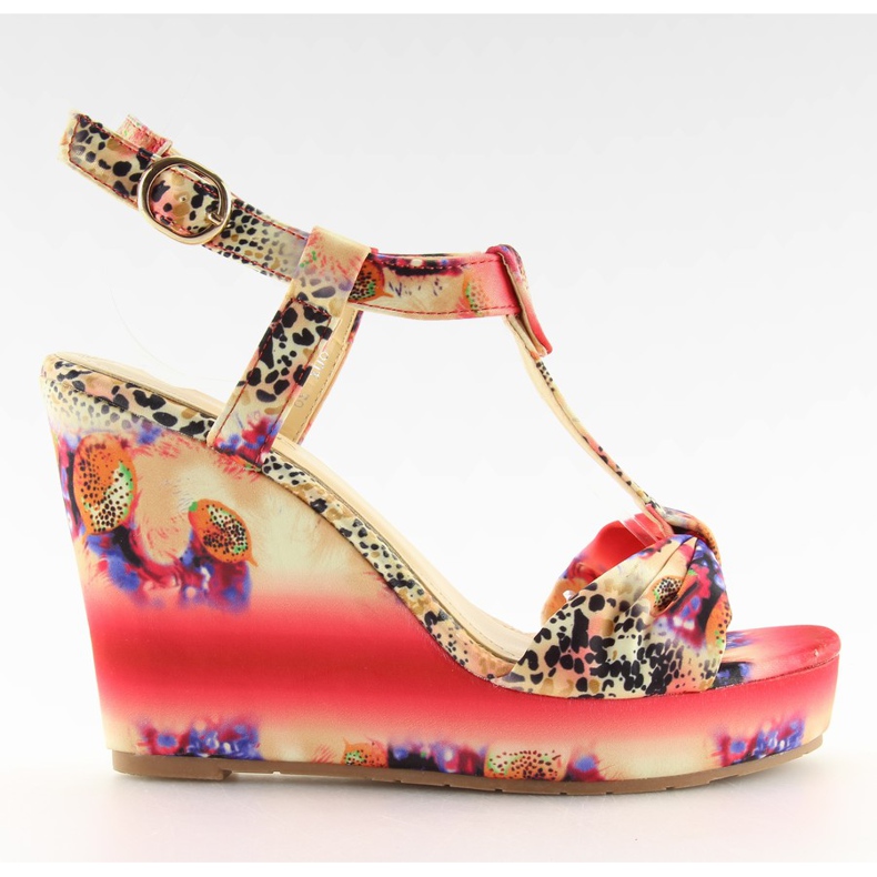 Sandálias de cunha de cetim 903 vermelho