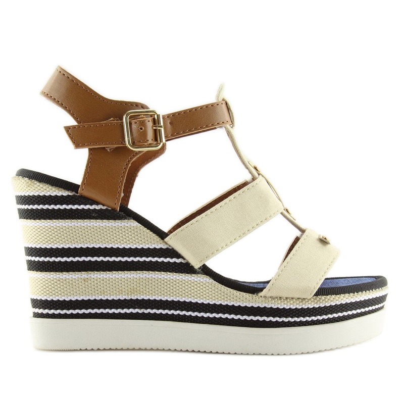 Sandálias de cunha bege YQ05 Bege