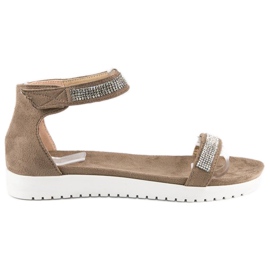 Evento elegantes sandálias de velcro castanho