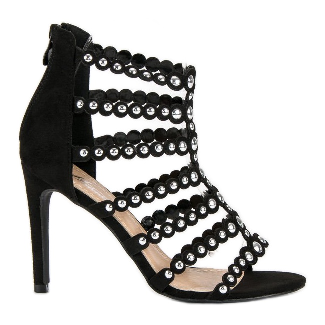 Sandálias pretas de salto alto preto