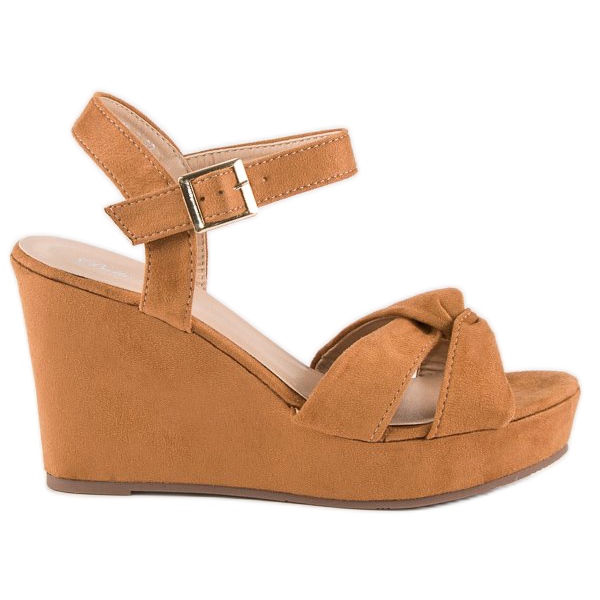 Bello Star sandálias de cunha marrom castanho multicolorido