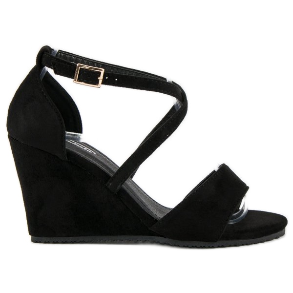 Sandálias de camurça preta preto