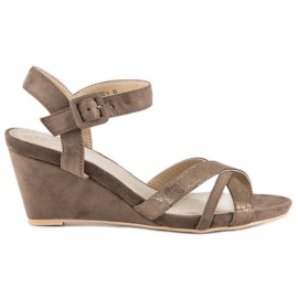 Evento Sandálias de cunha de camurça marrom