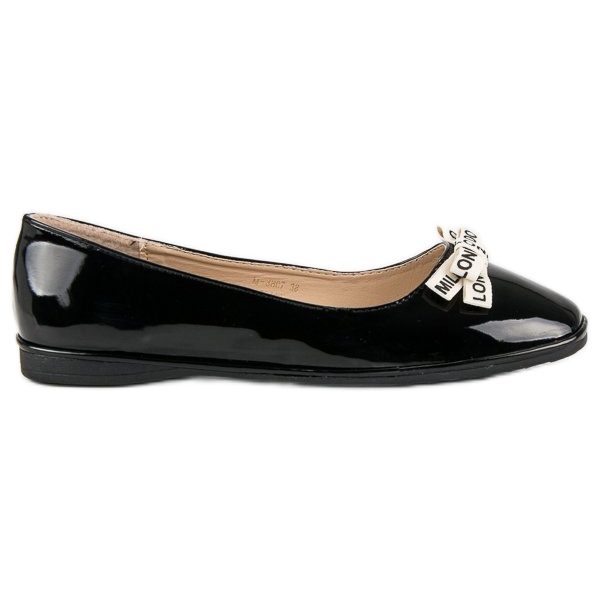 Ideal Shoes bailarinas lacadas a preto