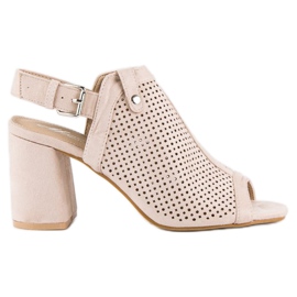 Sandálias a céu aberto com cabedal castanho