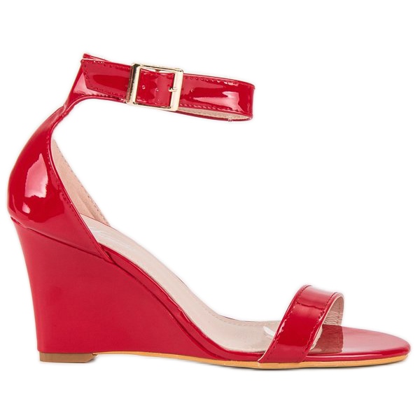 Sandálias de cunha lacadas vermelho