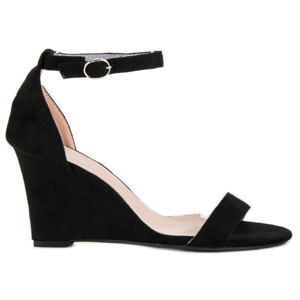 Sandálias de cunha de camurça preto