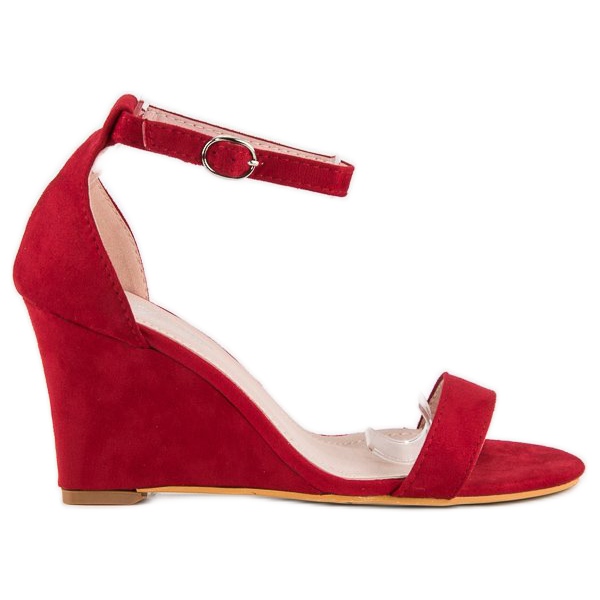 Sandálias de cunha de camurça vermelho