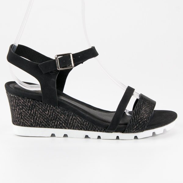 Ideal Shoes Sandálias Black Wedge preto