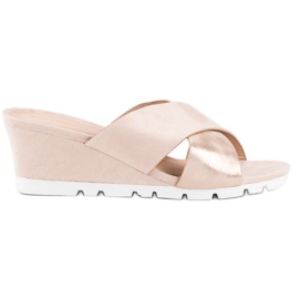 Ideal Shoes chinelos de cunha rosa