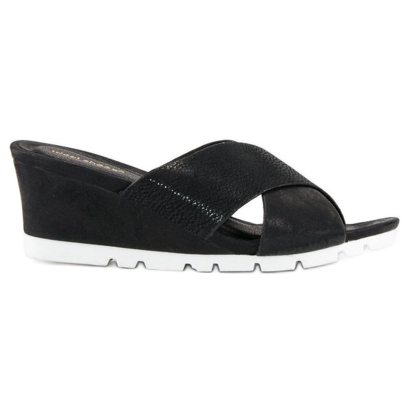 Ideal Shoes chinelos de cunha preta preto