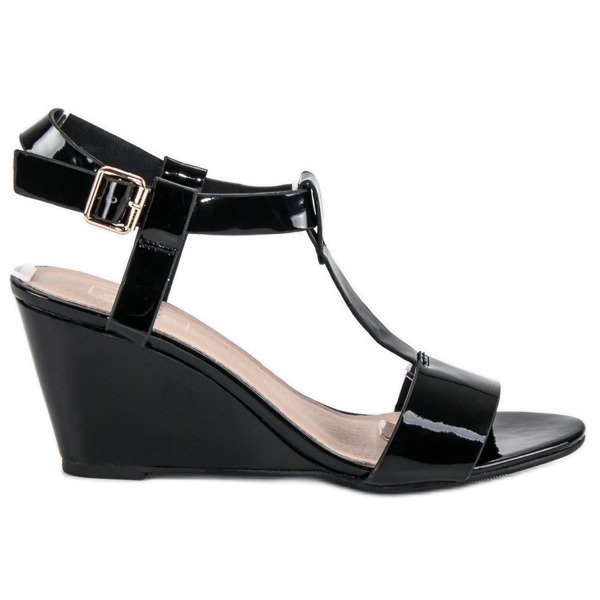 Filippo Sandálias de cunha lacadas preto