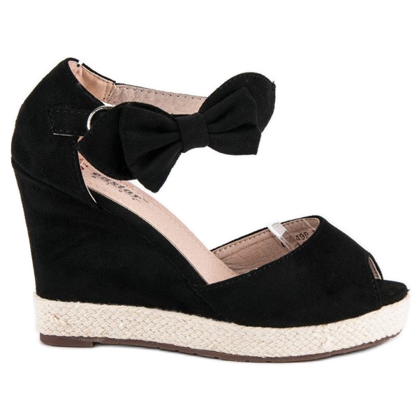 Seastar Alpargatas de cunha com laço preto