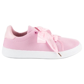 Tênis têxtil com cadarço rosa Tênis têxtil com cadarço rosa
