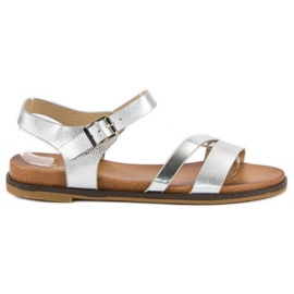 Licean Sandálias prateadas com fivela cinza Licean Sandálias prateadas com fivela cinza