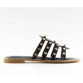 Chinelos pretos com tachas 99-41 Preto