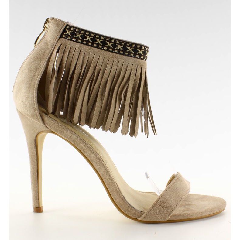 Sandálias de padrão étnico com franjas GD-16-5247 Bege Sandálias de padrão étnico com franjas GD-16-5247 Bege