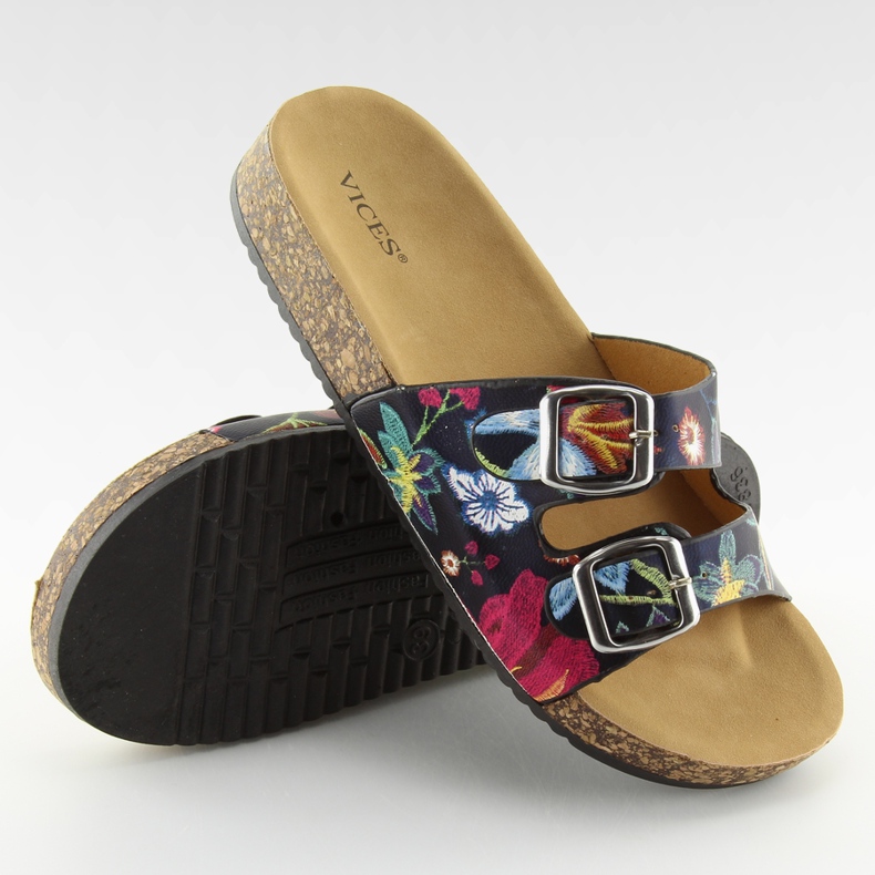 Chinelos de sola de cortiça preta 6231 preto