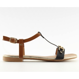 Sandálias pretas com sola plana preta 9871 Preto