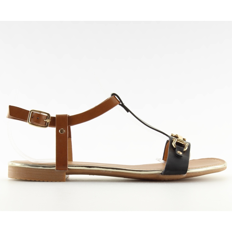 Sandálias pretas com sola plana preta 9871 Preto