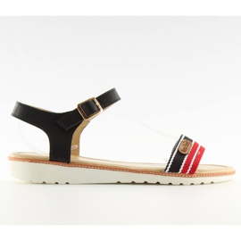 Sandálias pretas com sola plana J1024-A5 Preto