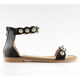 Sandálias pretas VS-376 pretas no tornozelo preto