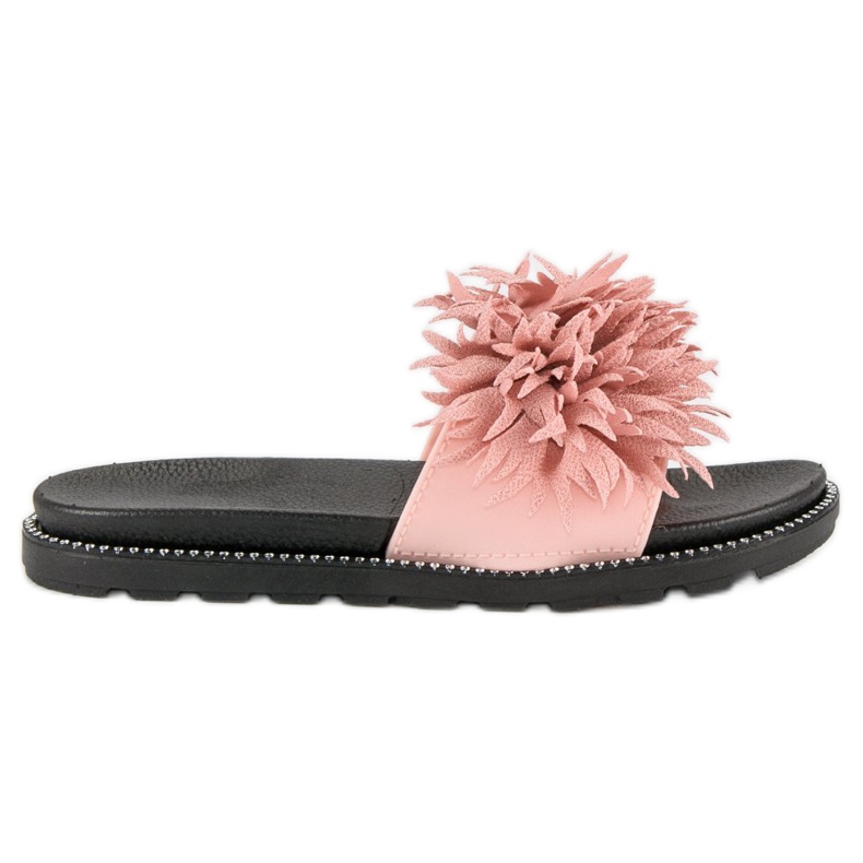 Chinelos com pompom rosa