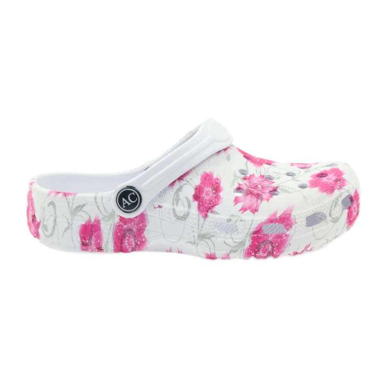 American Club chinelos infantis americanos kroks flores branco cinza rosa