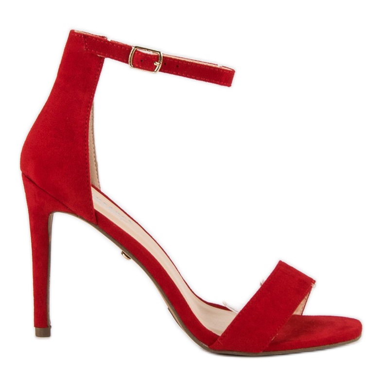 Seastar Sandália de camurça com salto alto vermelho