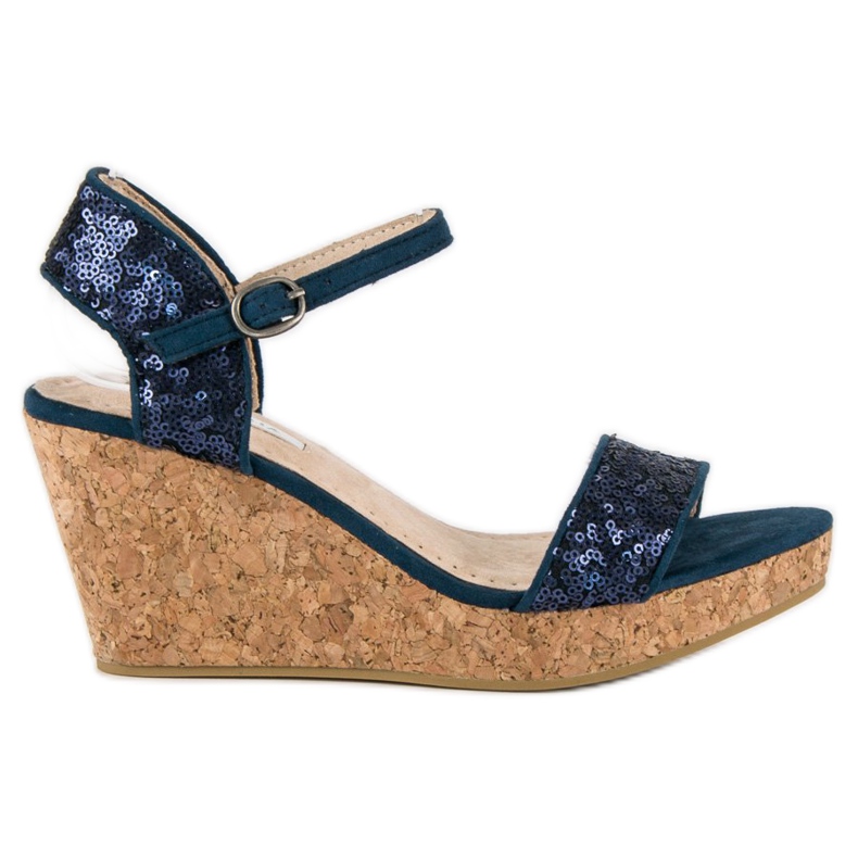 Corina Sandálias de cunha com lantejoulas azul