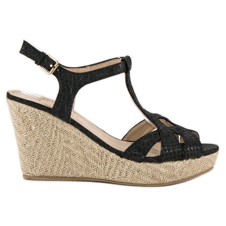 Corina sandálias de cunha preta preto