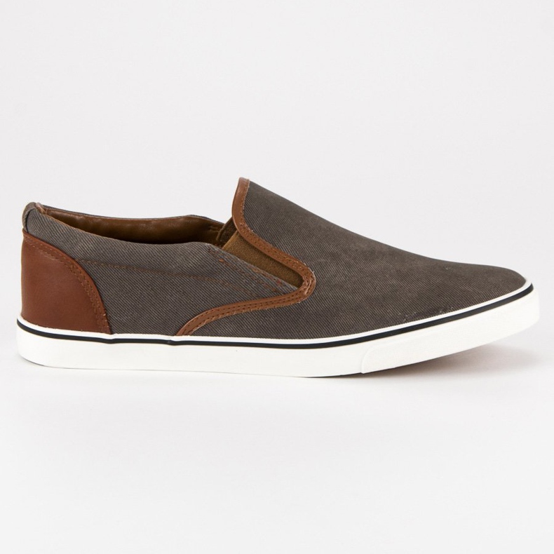 SDS Slipons masculinos casuais castanho cinza