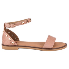 Fashion Sandálias de camurça com tachas rosa Fashion Sandálias de camurça com tachas rosa